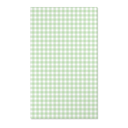 Sage green and white gingham check nursery area rug