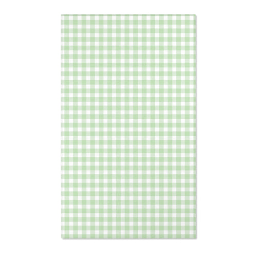 Sage green and white gingham check nursery area rug