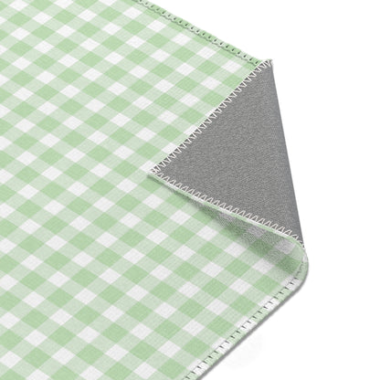 Sage Gingham rug, green and white check
