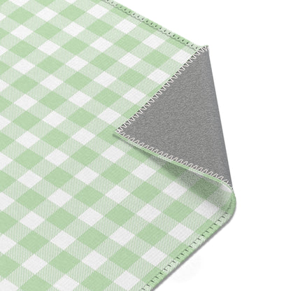 Sage Gingham nursery area rug in landscape orientation