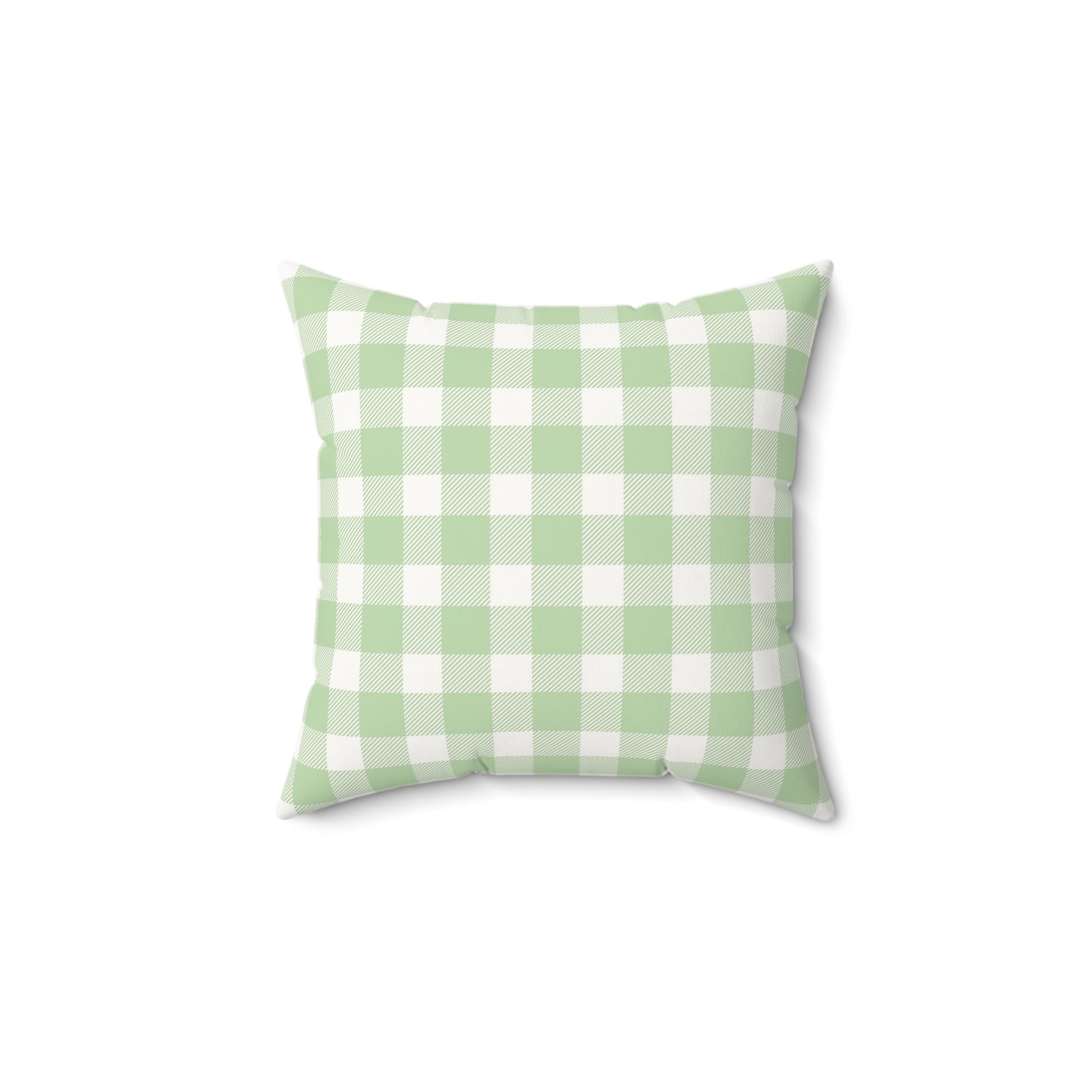 Sage Gingham decorative nursery pillow on a glider chair