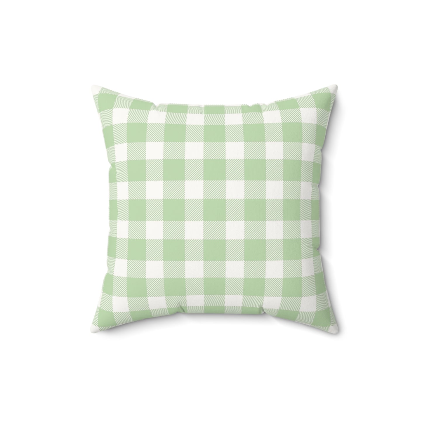 Faux suede nursery pillow in a sage green and white check