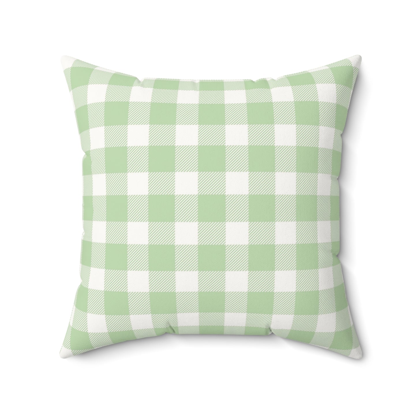 Square nursery cushion in sage gingham