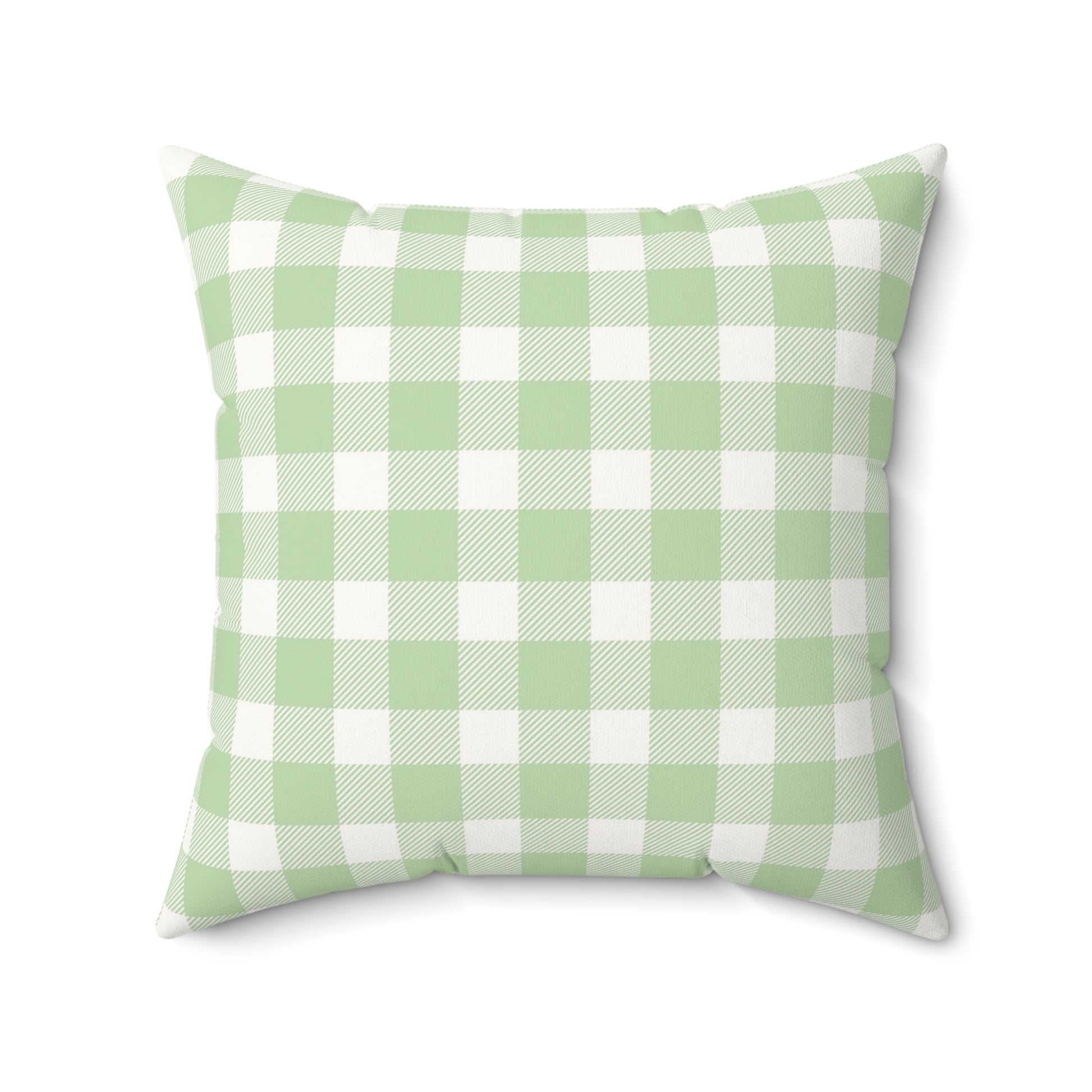 Square nursery cushion in sage gingham