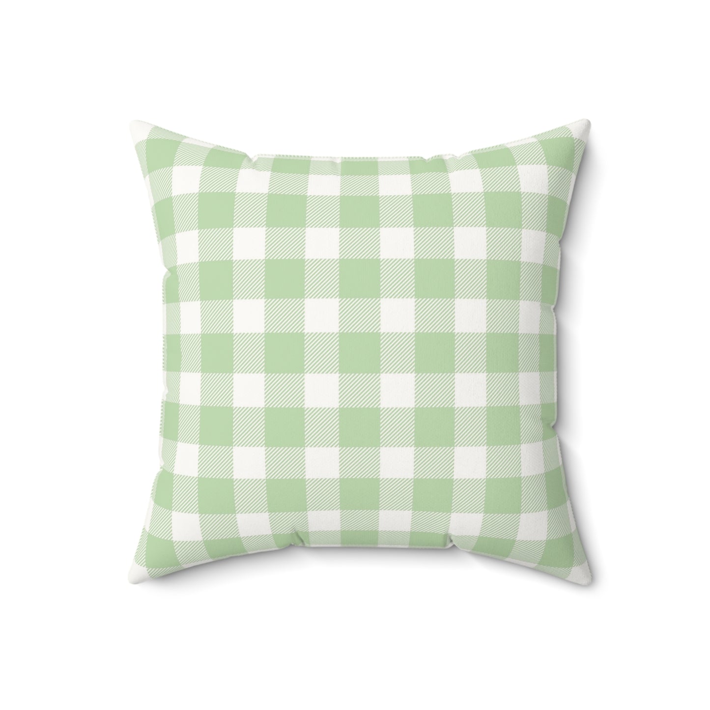 Sage Gingham pillow, green check on faux suede