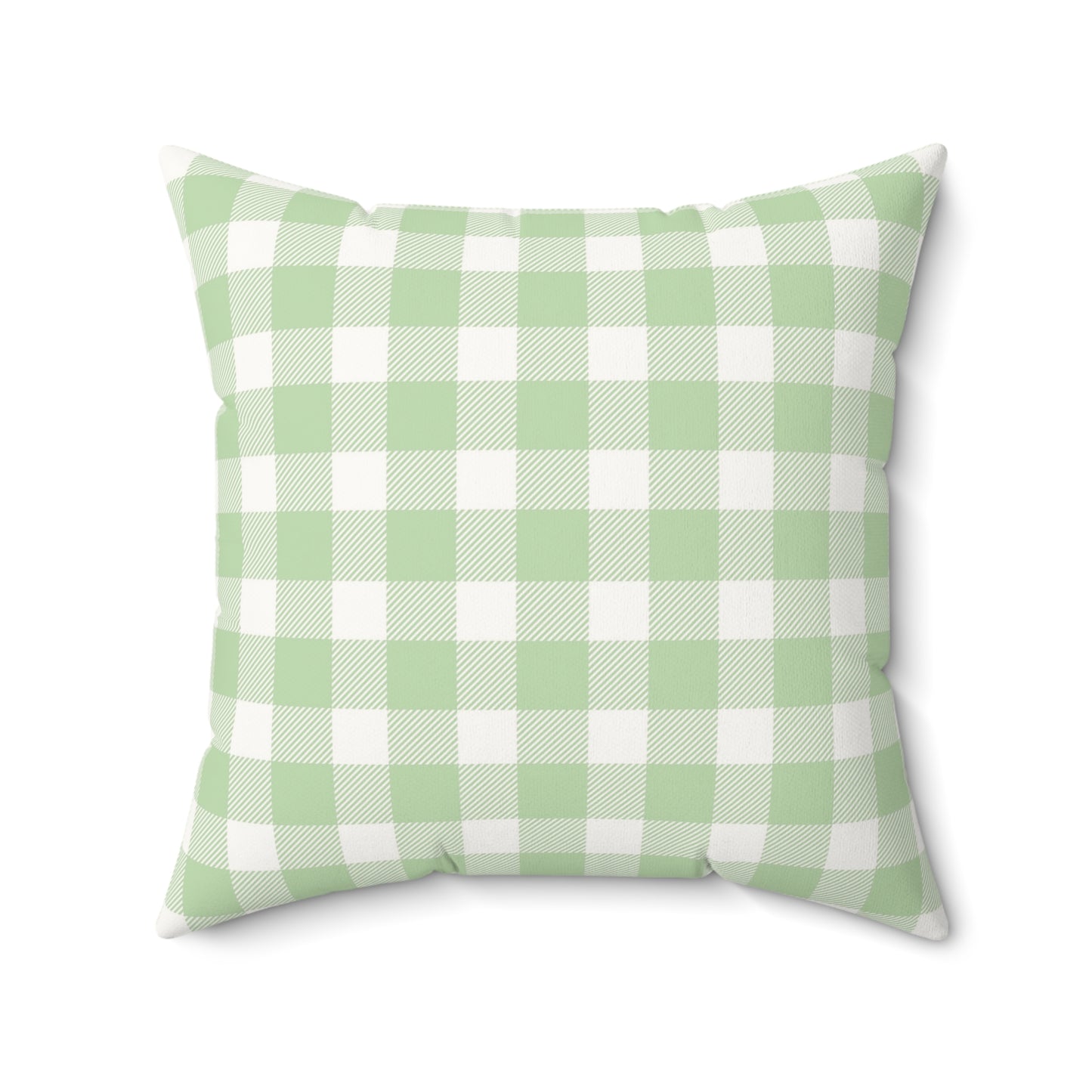 Close detail of the Sage Gingham check on the pillow