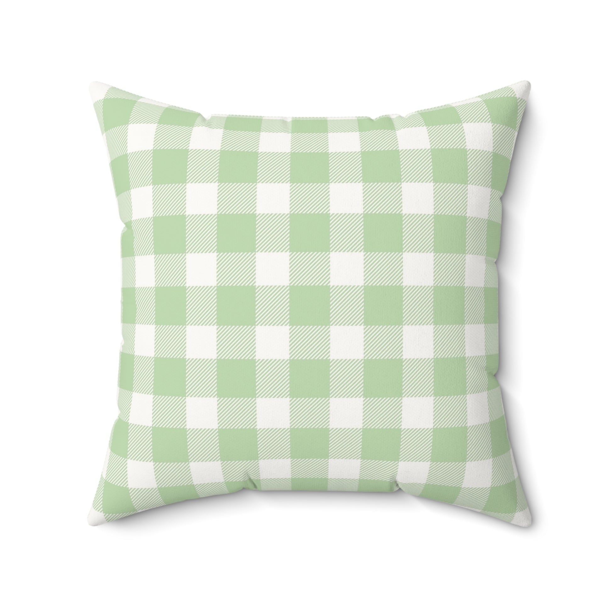 Close detail of the Sage Gingham check on the pillow