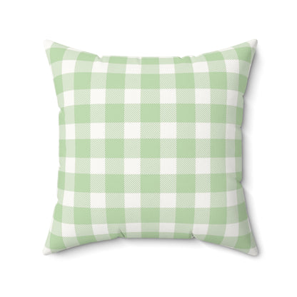 Close detail of the Sage Gingham check on the pillow