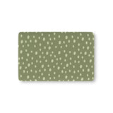 Sage Speckle fitted crib sheet on a nursery crib mattress