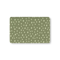 Sage Speckle fitted crib sheet on a nursery crib mattress