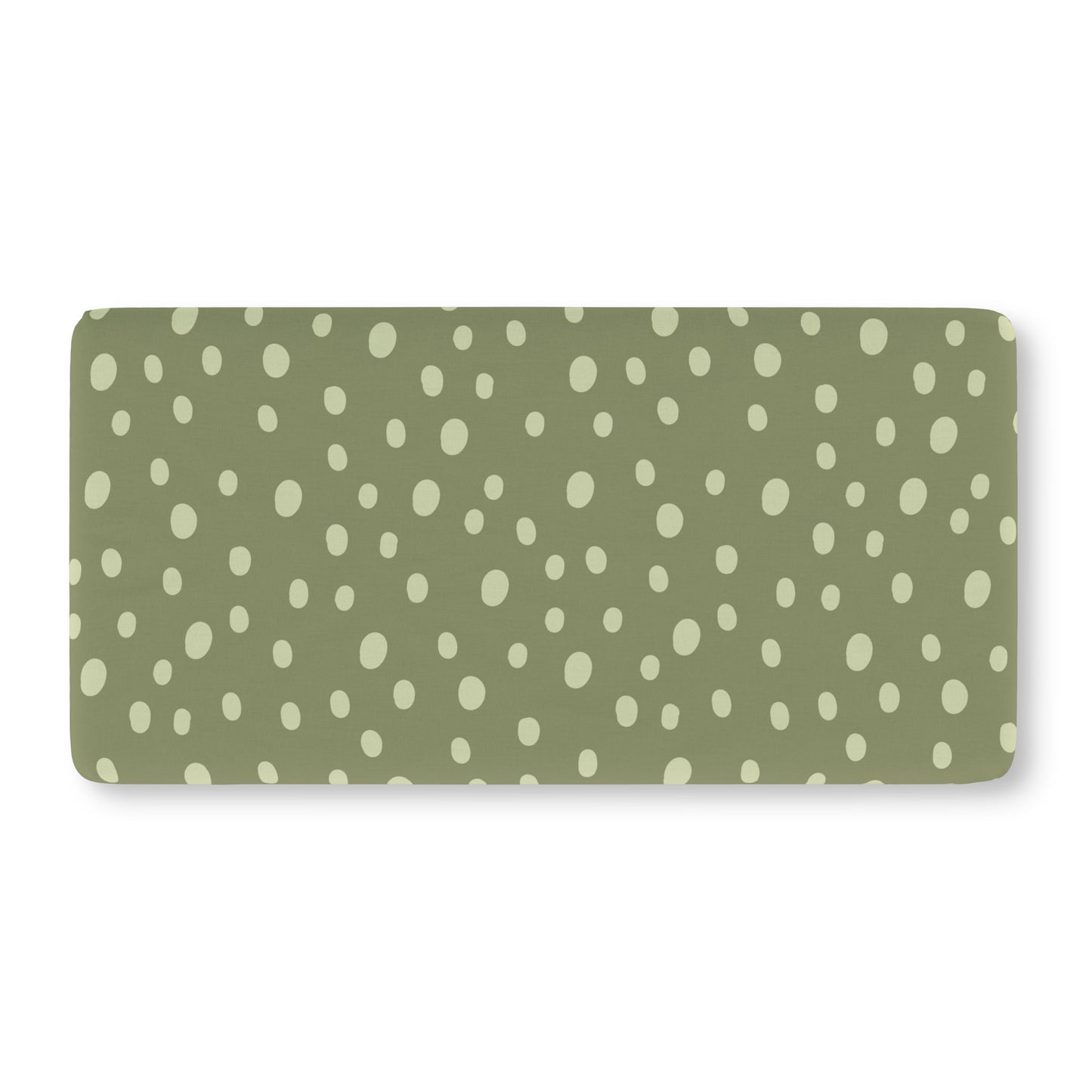 Fitted crib sheet in cream dots on sage green, Sage Speckle print