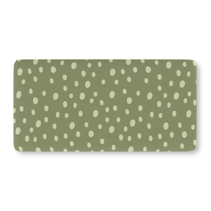 Fitted crib sheet in cream dots on sage green, Sage Speckle print