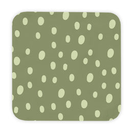 Sage Speckle hooded baby towel wrapped around a baby