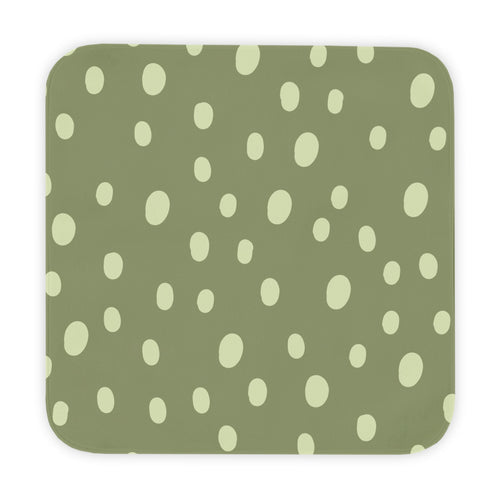 Sage Speckle hooded baby towel wrapped around a baby