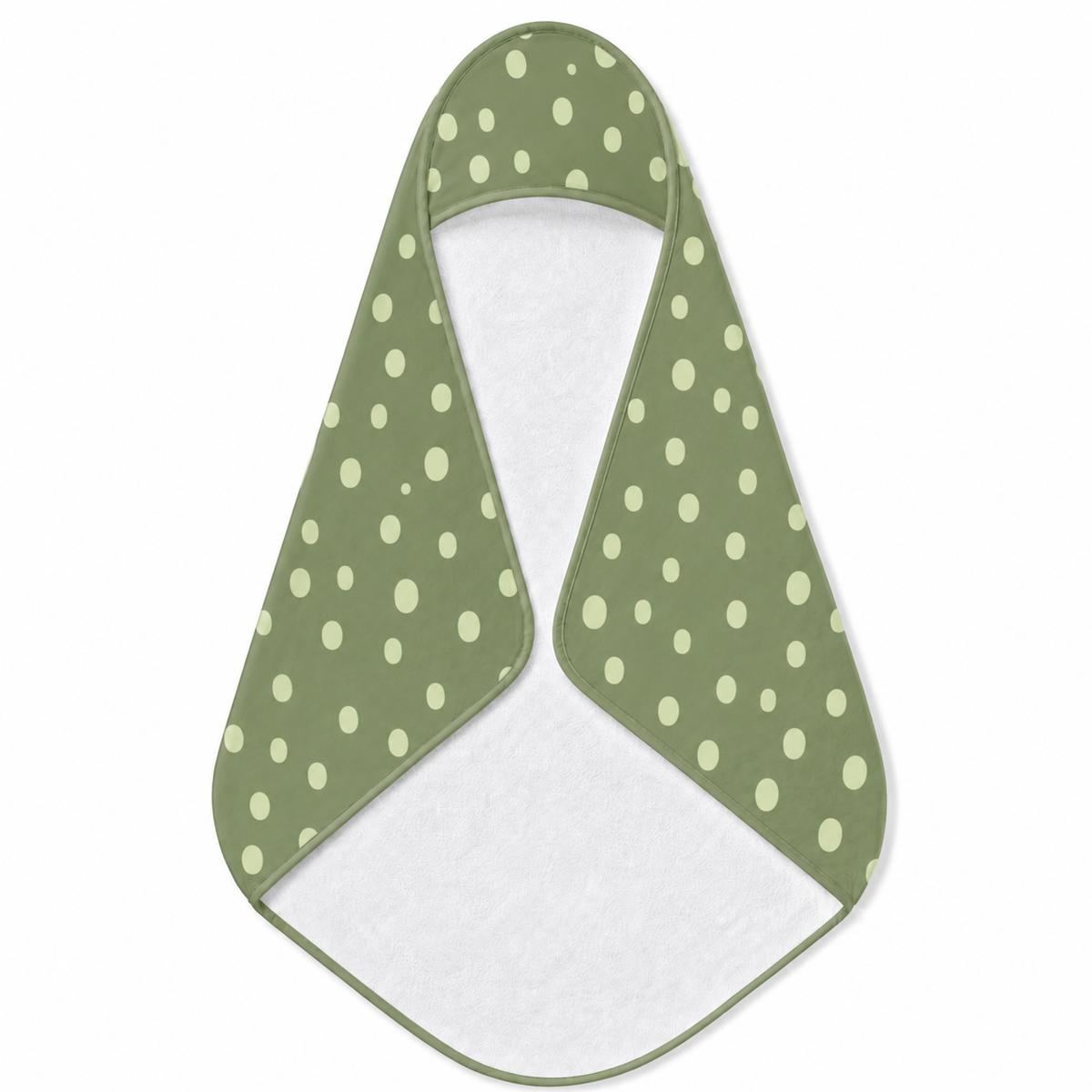 Sage Speckle hooded baby towel wrapped around a baby