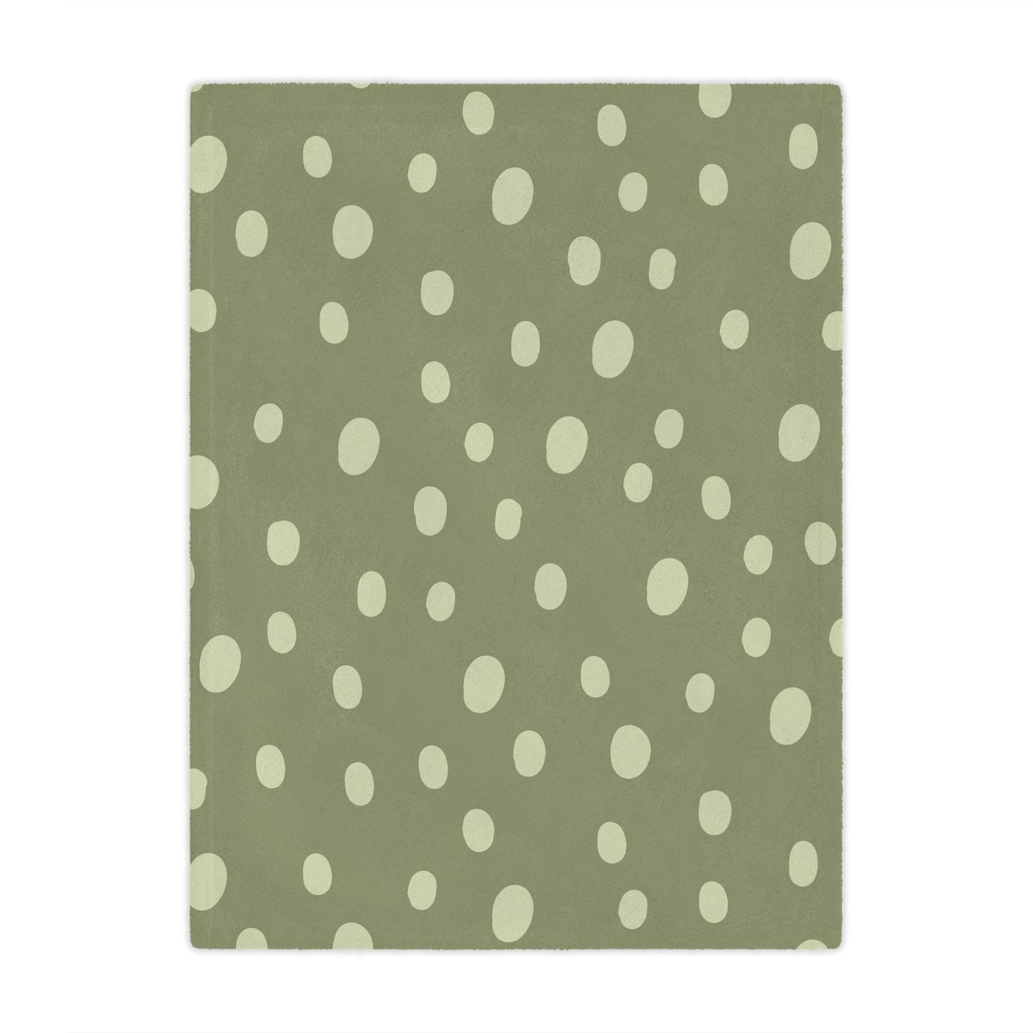 Minky baby blanket in cream dots on sage green, Sage Speckle print