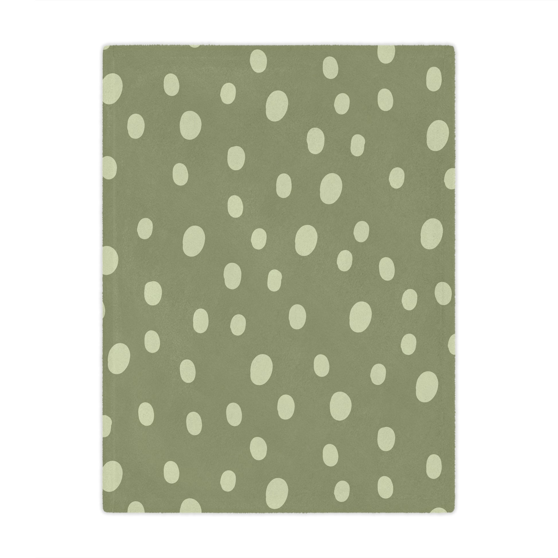 Minky baby blanket in cream dots on sage green, Sage Speckle print