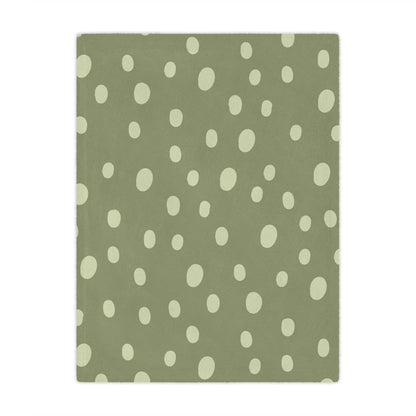 Minky baby blanket in cream dots on sage green, Sage Speckle print
