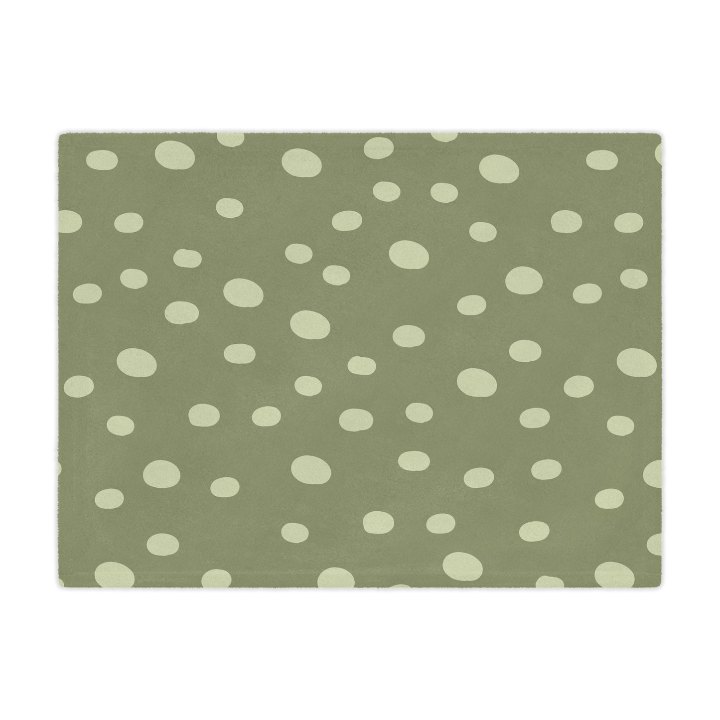 Close detail of the hand-painted dot print on the minky baby blanket