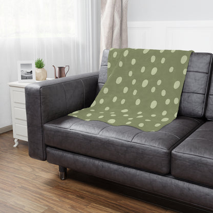 Sage Speckle minky blanket showing the soft raised reverse