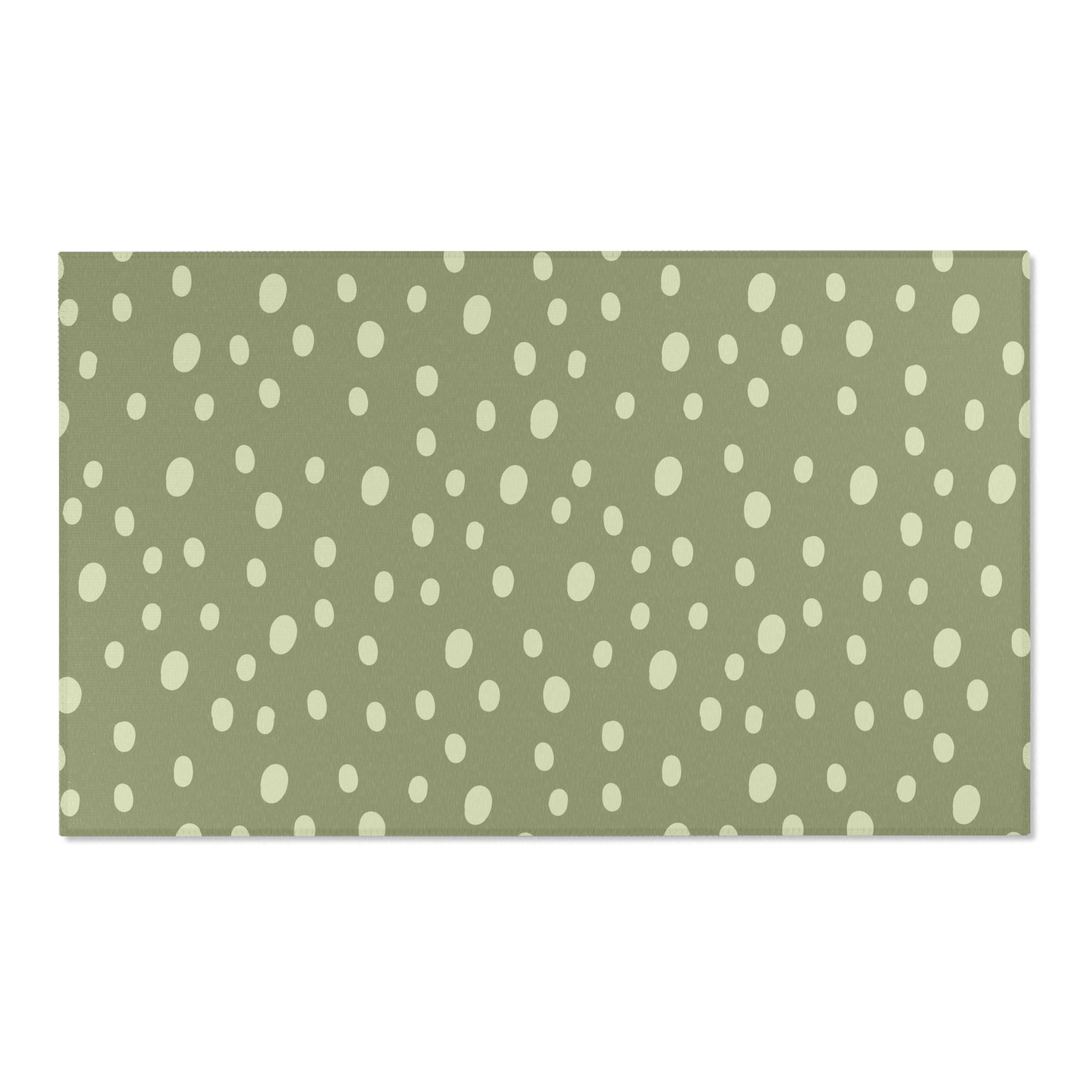 Sage Speckle area rug shown in portrait orientation