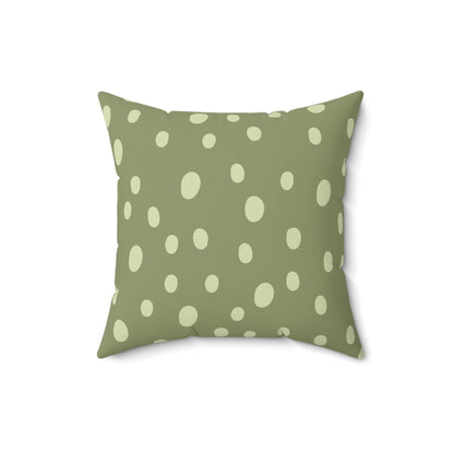 Faux suede nursery pillow in cream dots on sage green