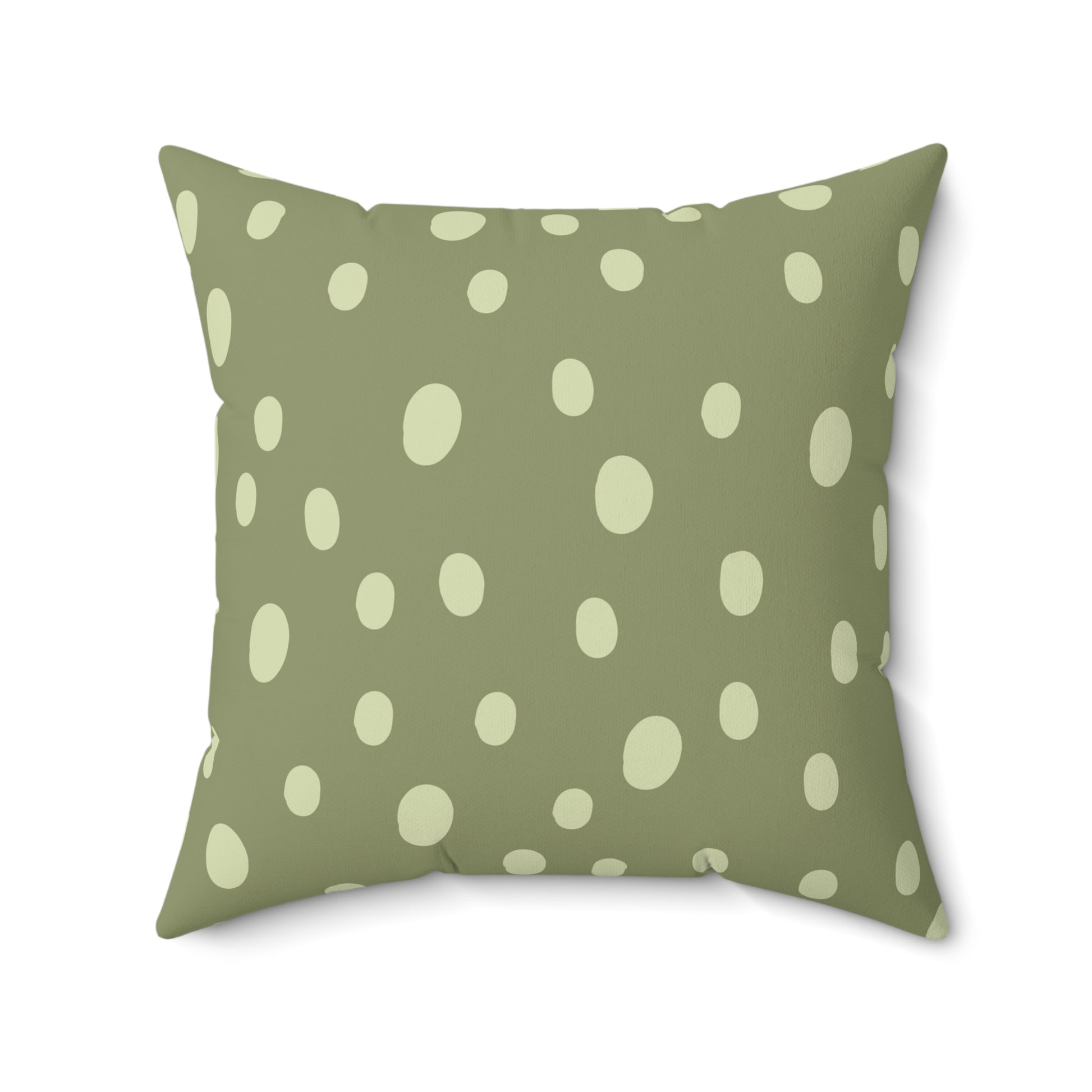 Faux suede pillow with scattered cream dots on sage