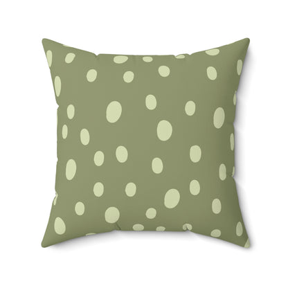 Faux suede pillow with scattered cream dots on sage