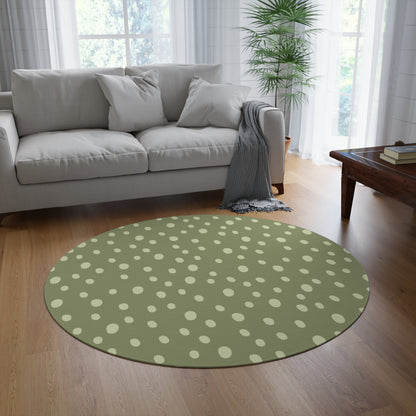 Sage Speckle round rug, 60 inches across, in sage and cream