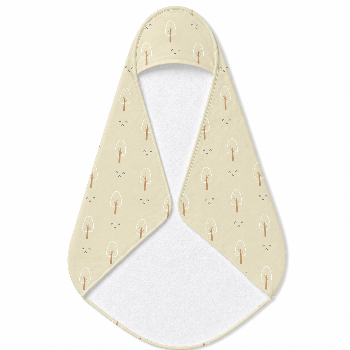 Scandi Forest hooded baby towel wrapped around a baby