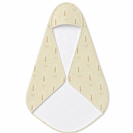 Scandi Forest hooded baby towel wrapped around a baby
