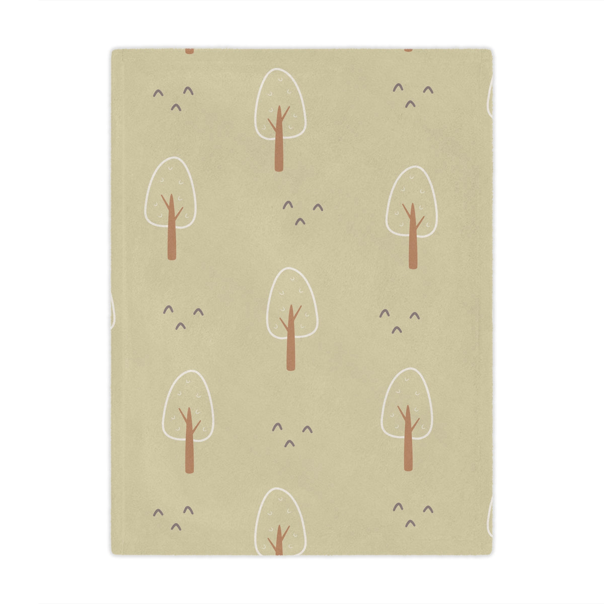 Minky baby blanket in green and cream, Scandi Forest print