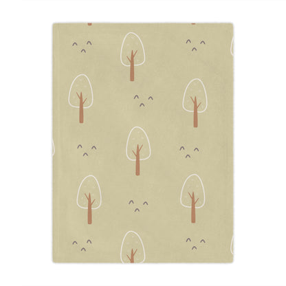 Minky baby blanket in green and cream, Scandi Forest print