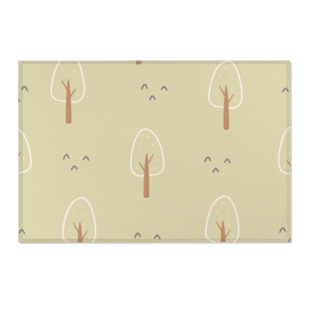 Minimal woodland area rug beside a crib