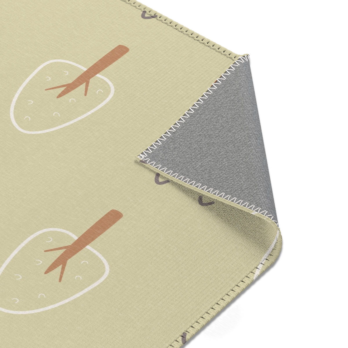 Close detail of the Scandi Forest print on the area rug