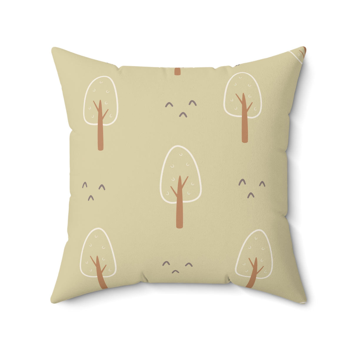 Square nursery cushion with minimal Scandinavian trees