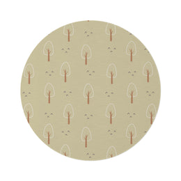 Scandi Forest round nursery rug on a baby room floor
