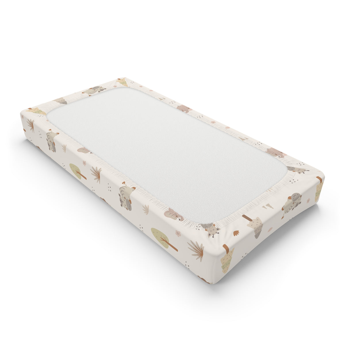 Neutral beige safari print fitted changing pad cover