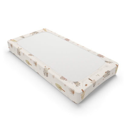 Neutral beige safari print fitted changing pad cover