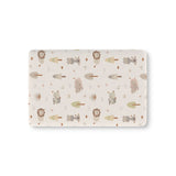 Sleepy safari fitted crib sheet on a nursery crib mattress