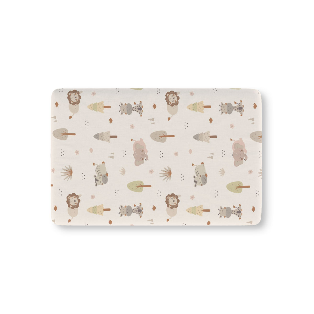 Sleepy safari fitted crib sheet on a nursery crib mattress