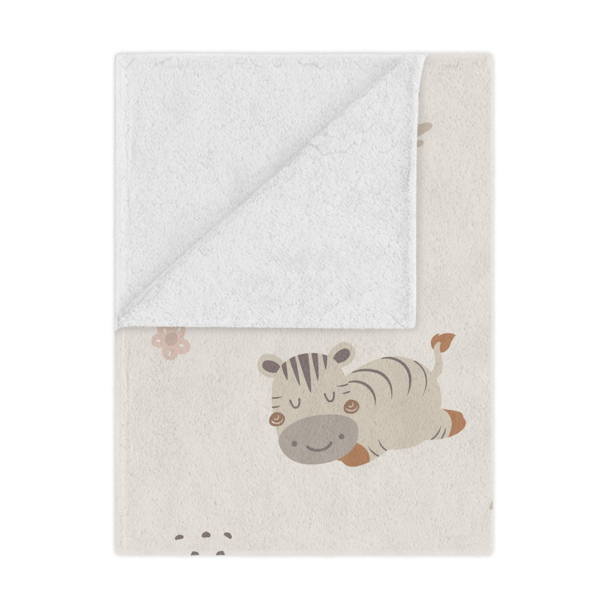 Sleepy safari minky baby blanket draped over a crib