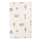 Rectangular cream safari nursery rug shown from above