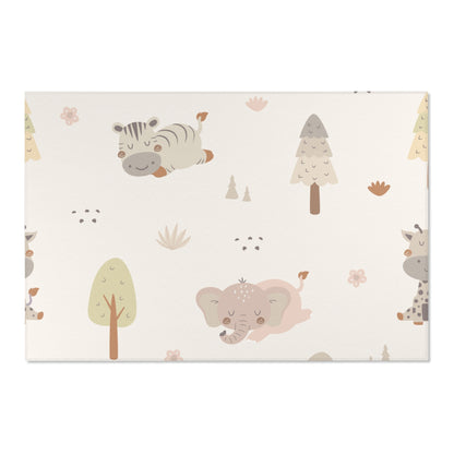 Corner detail of the sleepy safari nursery rug