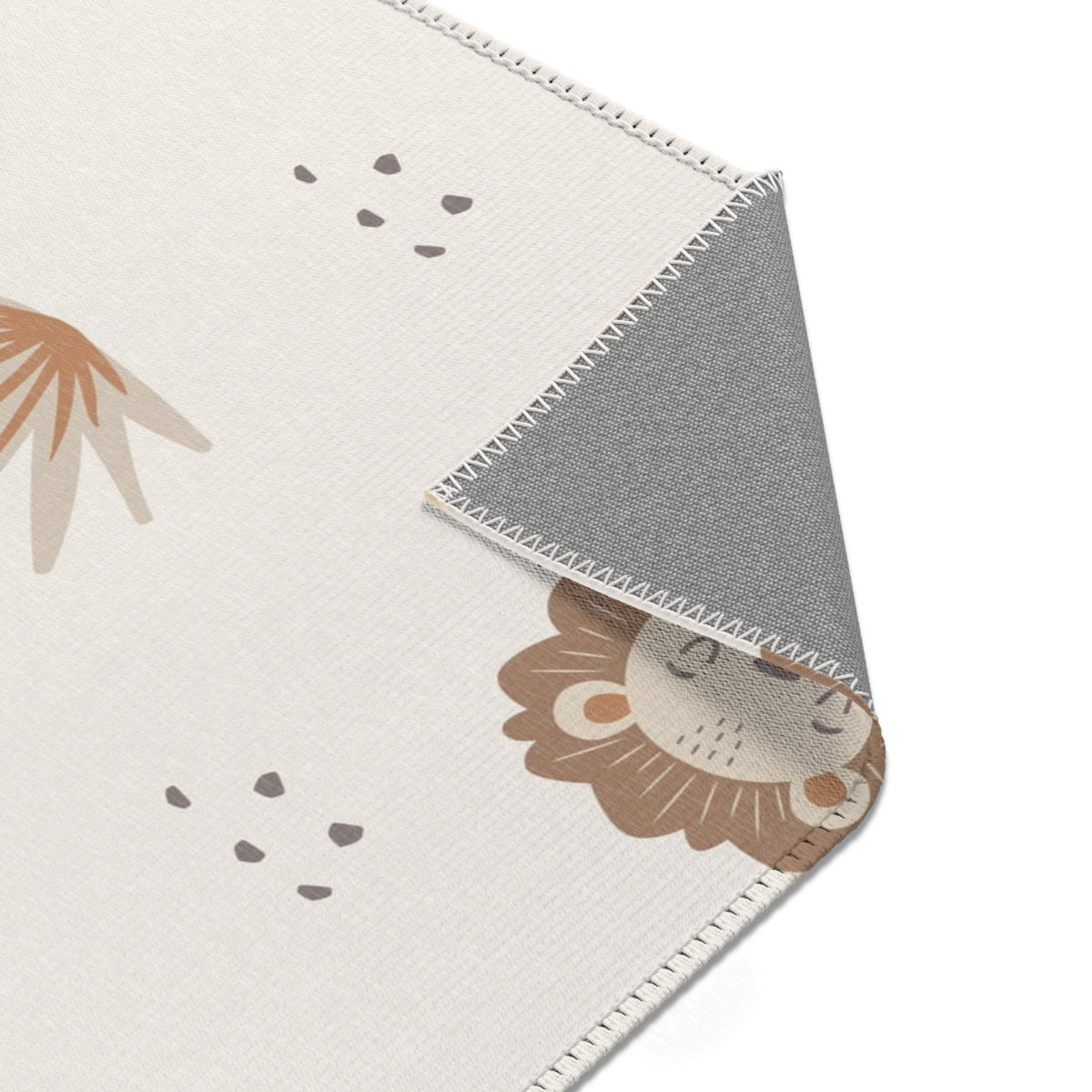 Sleepy safari nursery rug edge and pile detail
