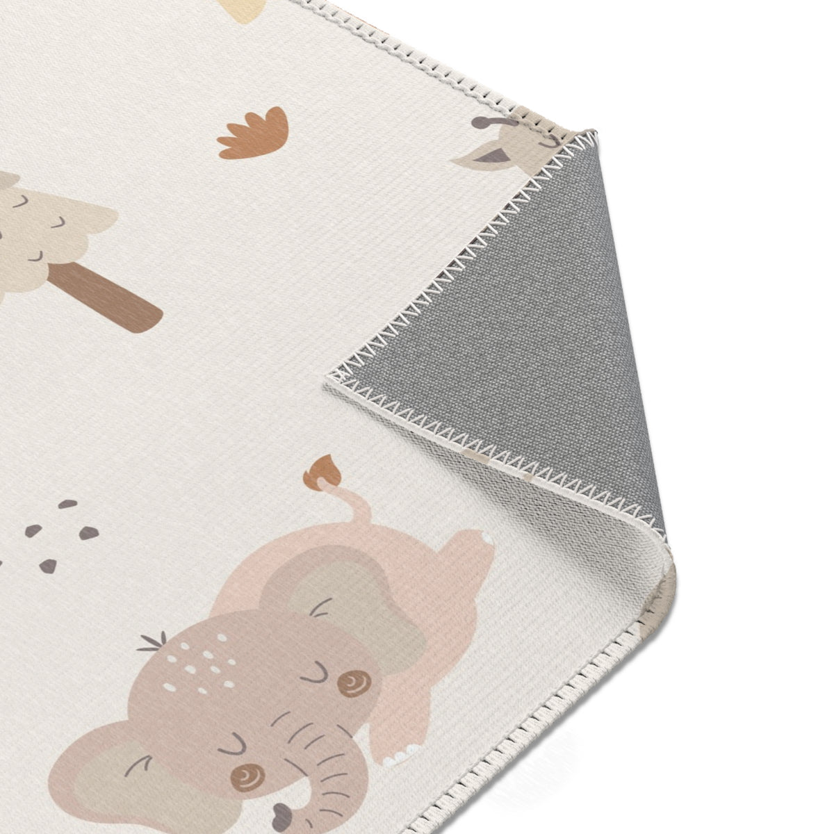 Sleepy safari nursery area rug in landscape orientation