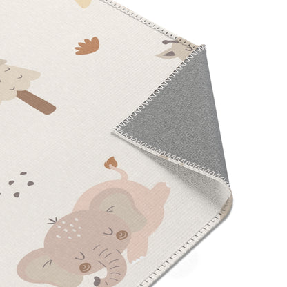 Sleepy safari nursery area rug in landscape orientation