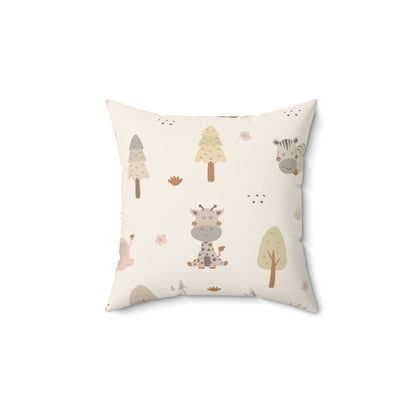 Sleepy safari nursery pillow on a glider chair