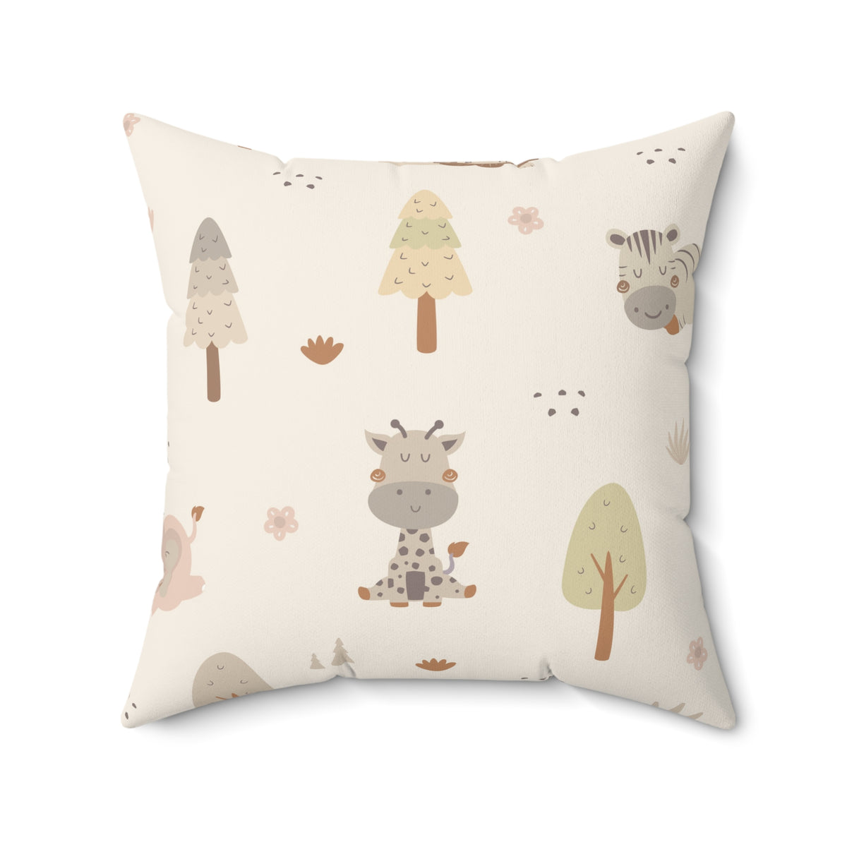 Sleepy safari nursery pillow styled on a daybed