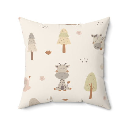 Sleepy safari nursery pillow styled on a daybed